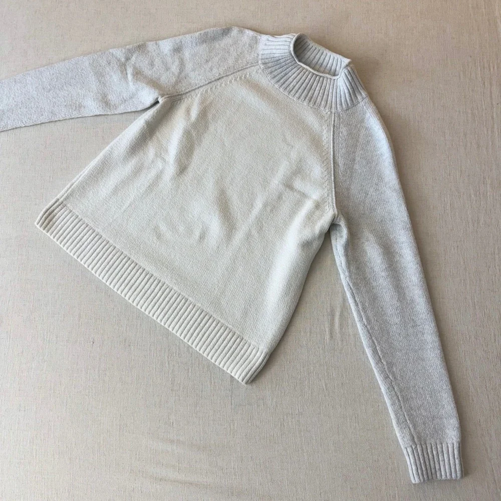 Banana Republic Mens M‎ Off White Mock Neck Raglan Sleeve Cotton Blend Sweater